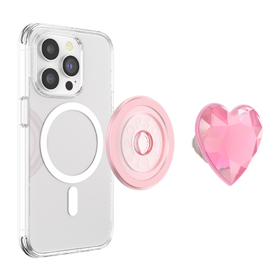 Pink Crystal Heart PopGrip for MagSafe