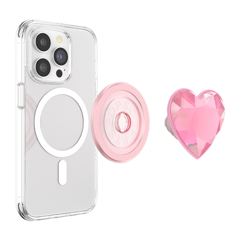 Pink Crystal Heart PopGrip for MagSafe