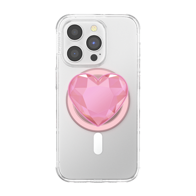 Pink Crystal Heart PopGrip for MagSafe