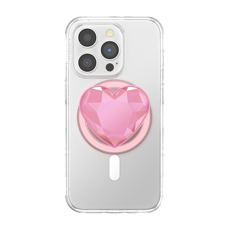 Pink Crystal Heart PopGrip for MagSafe