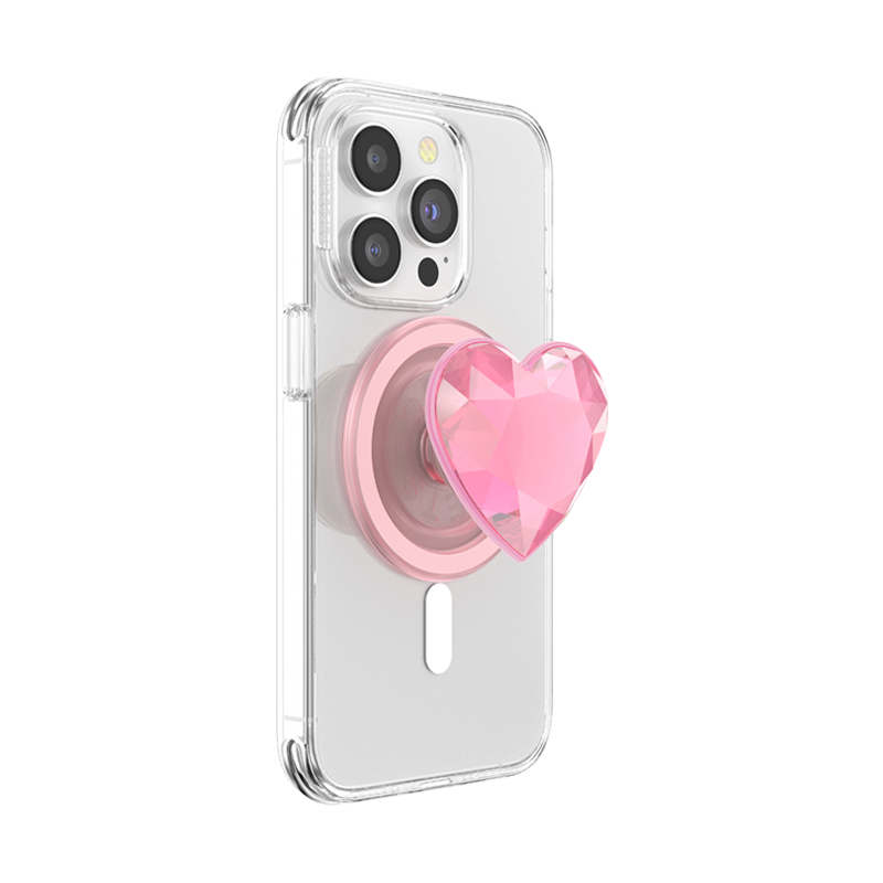 Pink Crystal Heart PopGrip for MagSafe