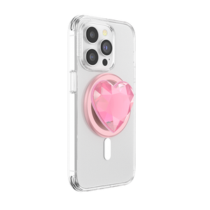 Pink Crystal Heart PopGrip for MagSafe, PopSockets