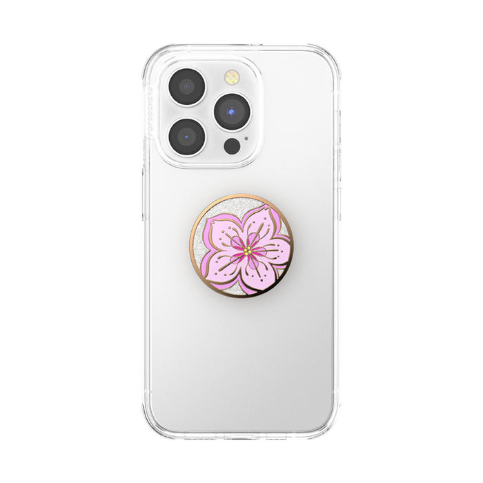 Glitter Cherry Blossom Polished Enamel PopGrip, PopSockets