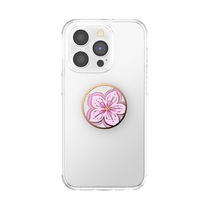 Glitter Cherry Blossom Polished Enamel PopGrip