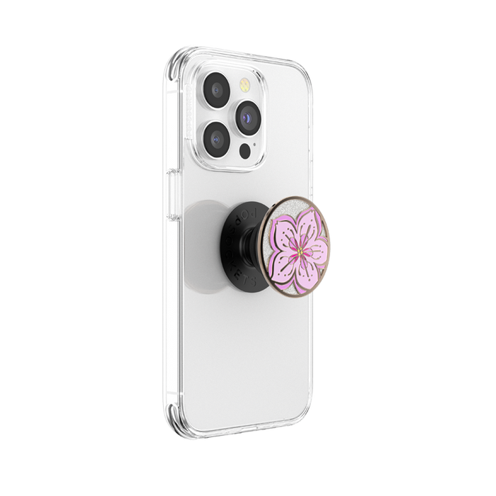 Glitter Cherry Blossom Polished Enamel PopGrip, PopSockets